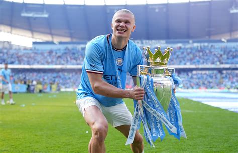 Haaland with trophy for Manchester City